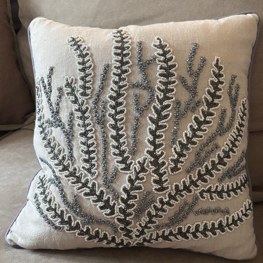 The Pier 1 Imports Beaded Coral Reef Seaside Throw Pillow